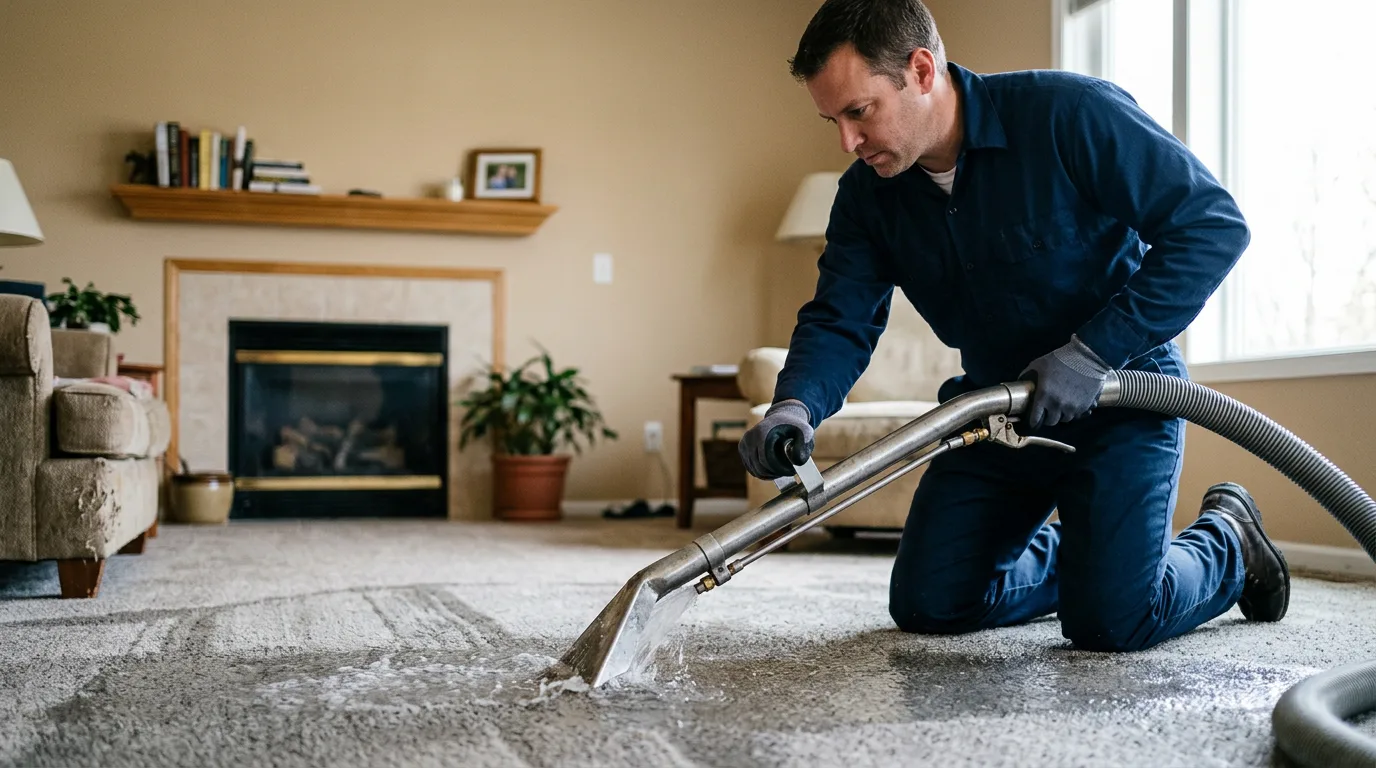 Water damage restoration technician working near Exeter, ME
